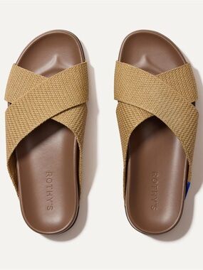 Rothy's Tan Crisscross Slide Sandals